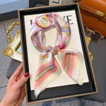 70cm丝巾女春秋季装饰百搭ins简约风条纹方巾飘带仿真丝围巾领巾