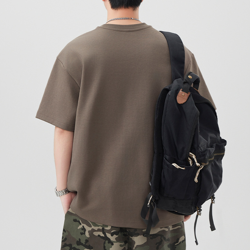 Free Shipping Trendy Brand Short-Sleeved T-Shirt Casual Loose Men's Tops Versatile Simple High Street Men's Clothing 2025