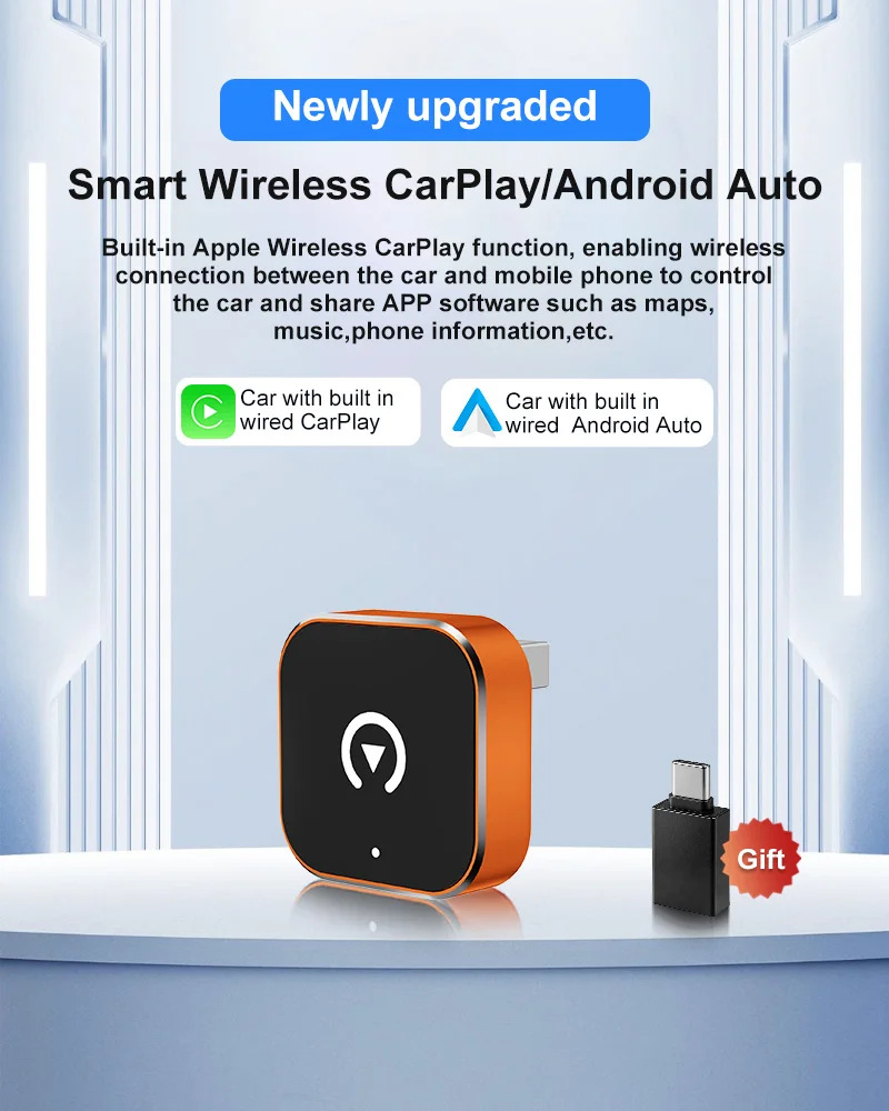 Orange Carplay Box Wired to Wireless Android Auto Car Interconnection Box Wireless Carplay Box