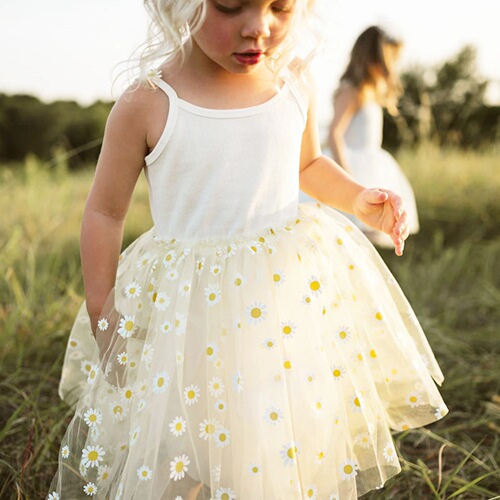 Summer Children Slip Dress Net Gauze Skirt Girls Little Zoujuu Floral Dress Kids Dress INS Bestselling