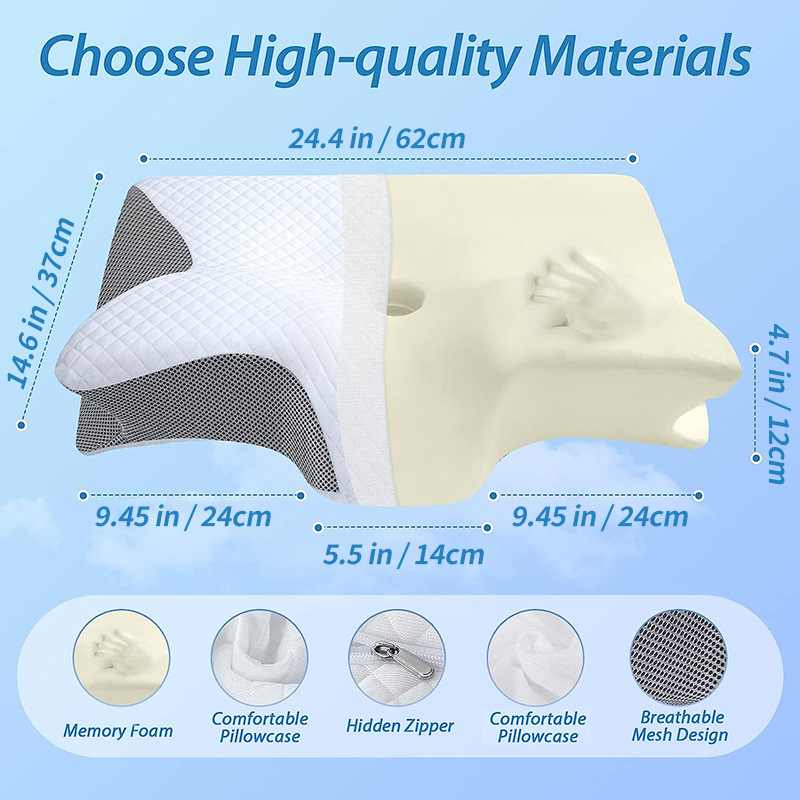 almohada de algodón de memoria transfronteriza amazónica, almohada de cuerno de toro, almohada de mariposa, núcleo de almohada cervical, almohada de memoria de rebote lento doméstica