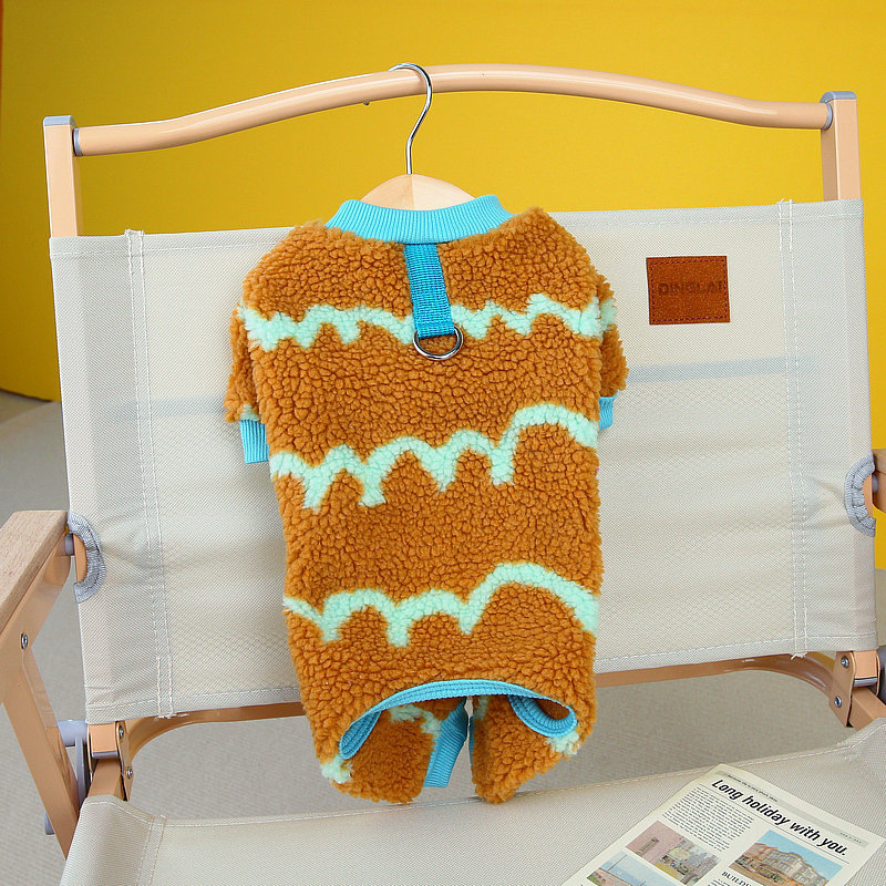 Autumn And Winter Pet Clothing Dog Clothes Traction Spray Teddy Puppy Clothes Four-legged Puppy Fleece Jacket