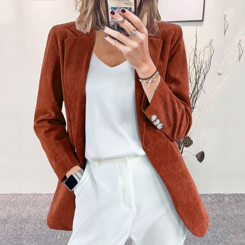 European and American Cross-Border Autumn and Winter New Corduroy Cardigan, Stylish Slim-Fit Solid Color Casual Professional Blazer European and American Cross-Border Autumn and Winter New Corduroy Cardigan, Stylish Slim-Fit Solid Color Casual Professional Blazer