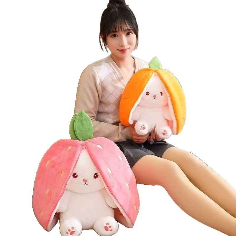 Bonitos juguetes de peluche de paja muñeca denim regalo de cumpleaños para niñas muñecas de conejo de frutas creativas