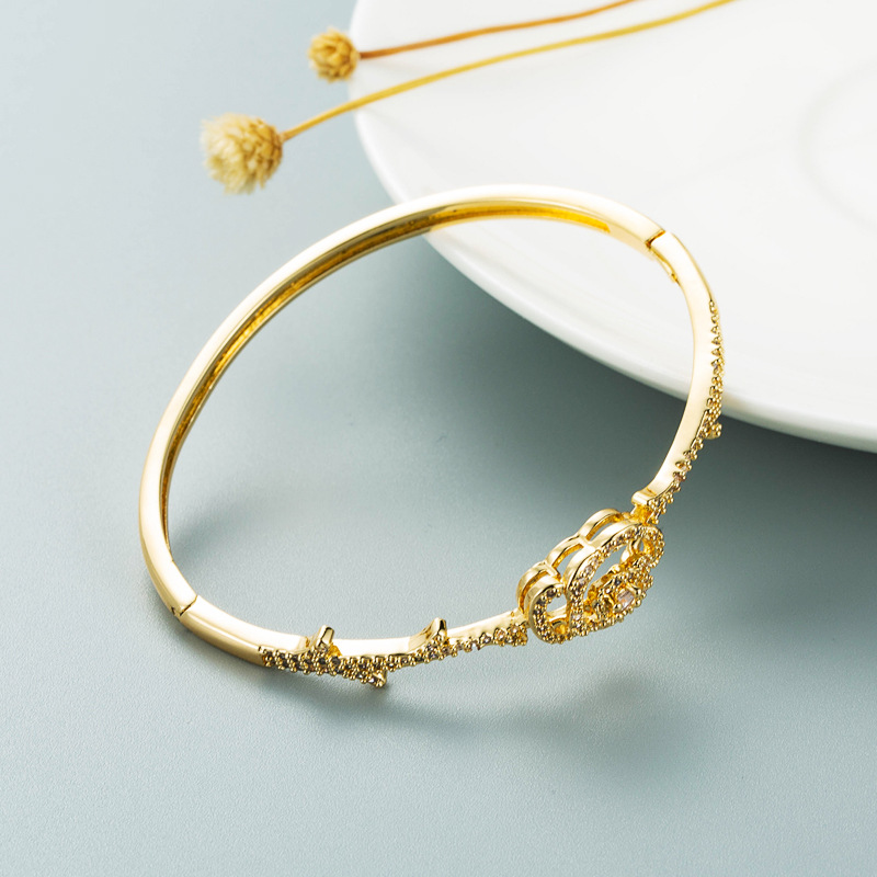 Devilu0027s Eye Series Retro Hip Hop Copper Plated Real Gold Inlaid Zircon Bracelet I