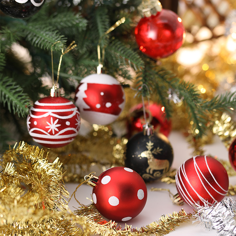 Decoraciones de Navidad pintadas 6CM Boleta de Navidad Set Colgante de árbol de Navidad Decoración de ventanas Año Nuevo
