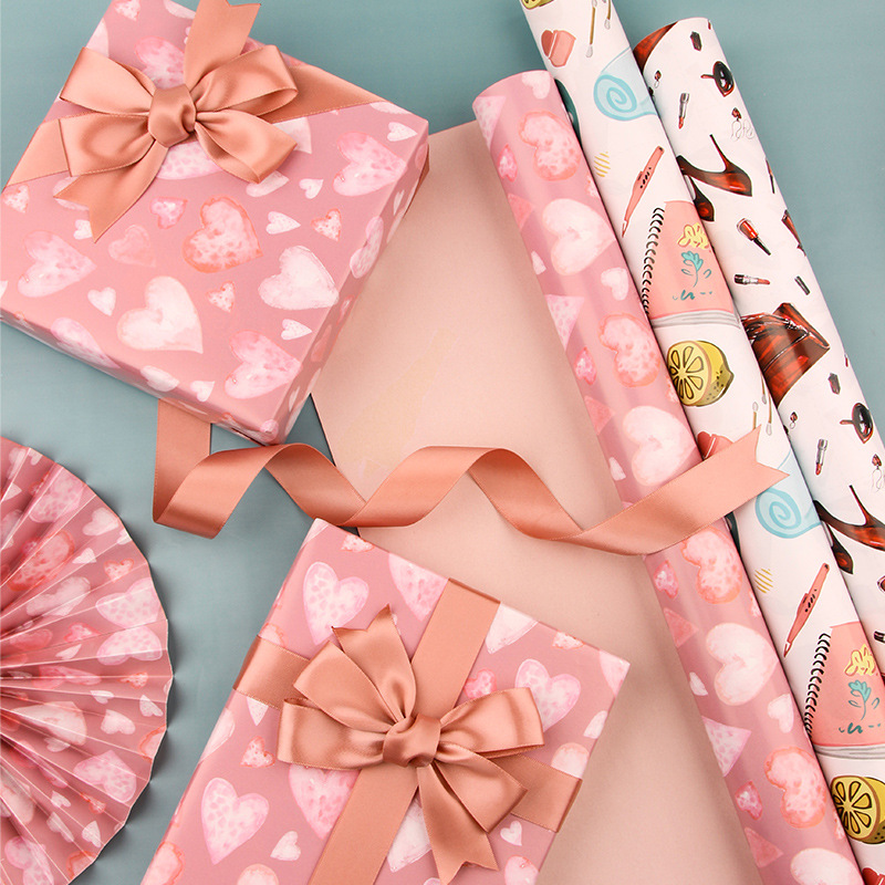 Amazon nuevo papel de regalo Día de San Valentín caja de regalo de cumpleaños papel de embalaje DIY bolsa de papel de la flor cubierta de libro de papel al por mayor
