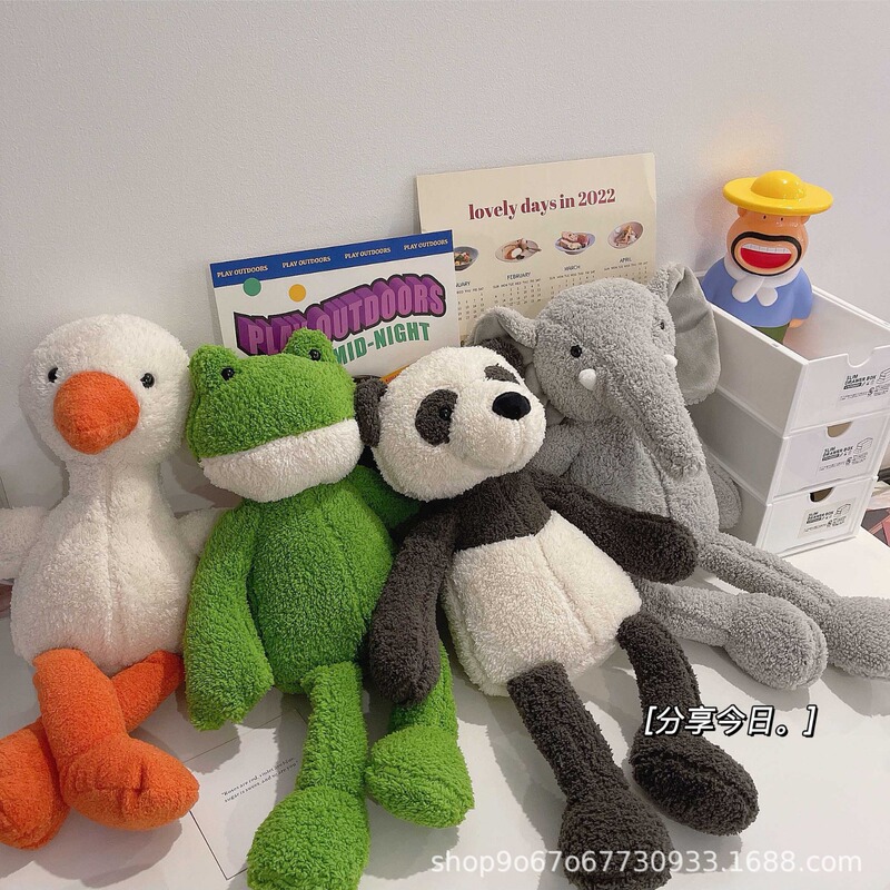 Cute long-legged frog doll plush toy panda long sleeping elephant Ragdoll doll grasping machine doll