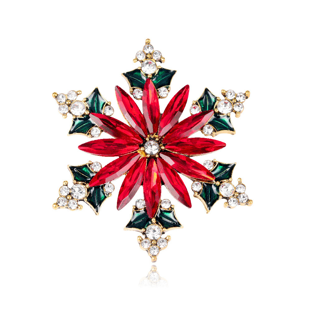 Exquisite Alloy Rhinestone Snowflake Christmas Brooch For Women_voghion.com