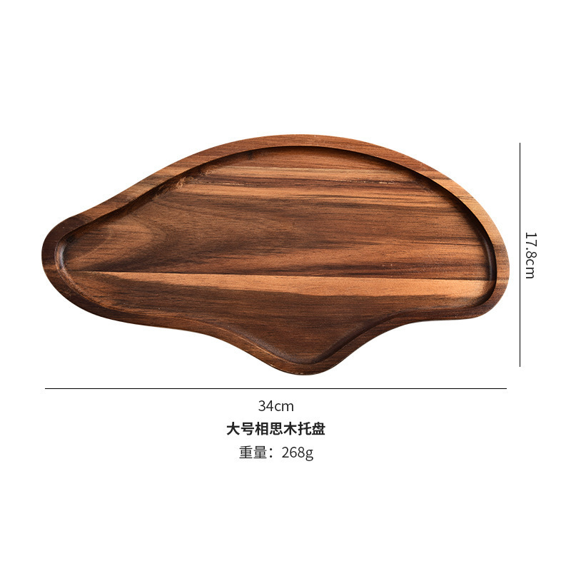 Plato de madera sólida elíptico de madera acacia fruta plato de comida para bebés tablero de corte de alimentos suplementarios sushi pizzeria tablero de pan