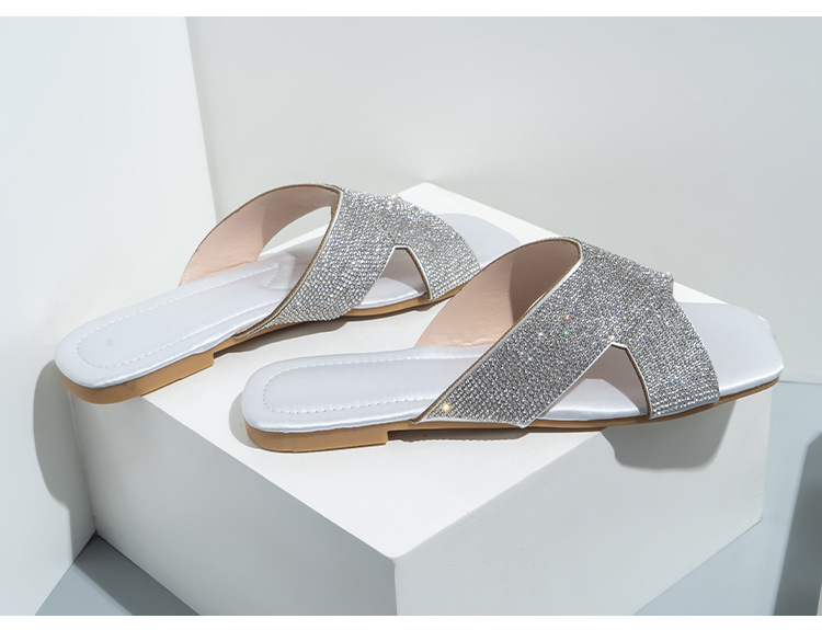 Hausschuhe mit flachem Boden, weiblich, Sommer, lässig, Wort, hohl, Sandalen, Folien, Damenschuhe_voghion.com