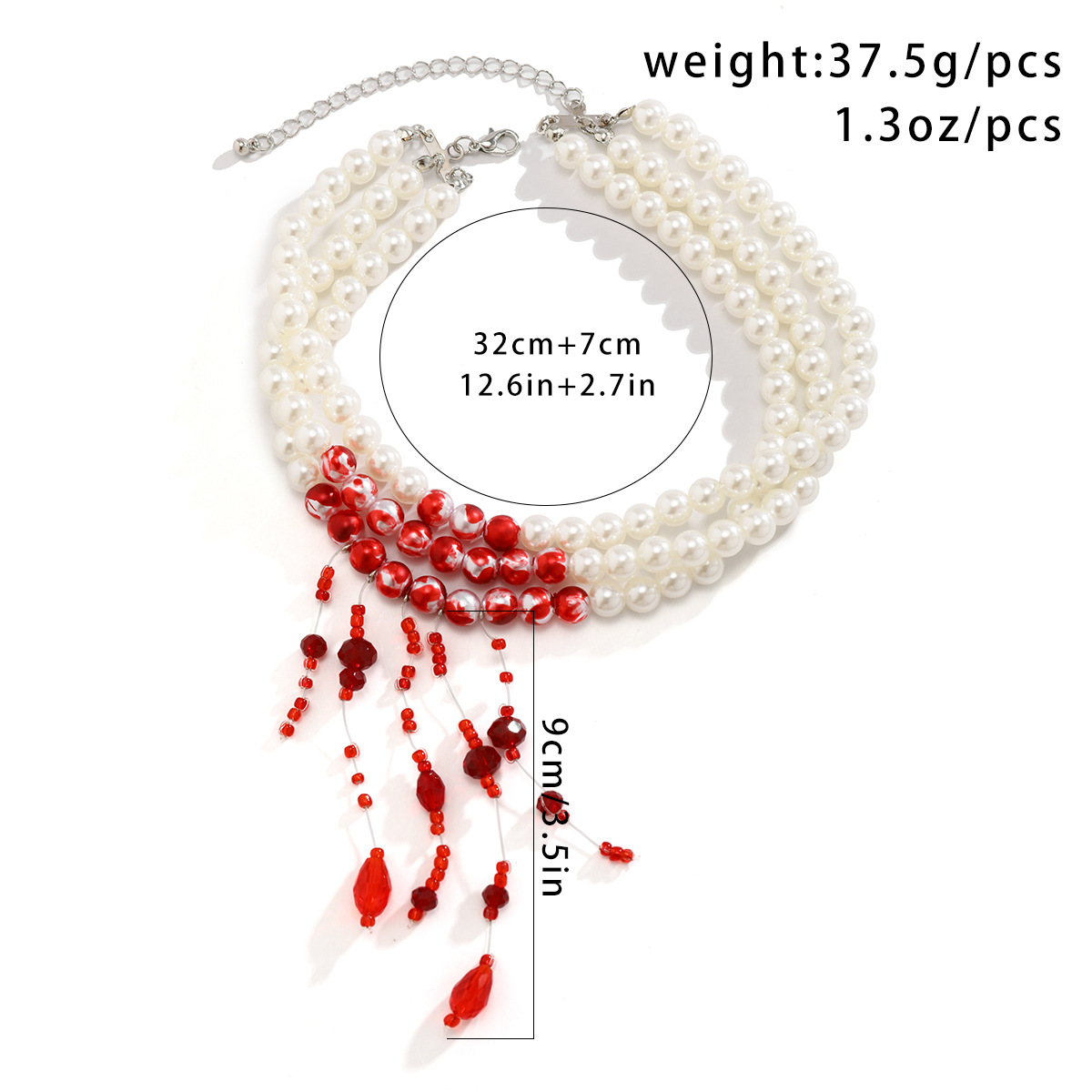 Collana con colletto con frange, dolce e fresco, stile gotico, con goccia di sangue, personalità di Halloween, girocollo con perline_voghion.com