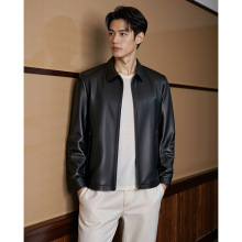 五十而立稳稳当当JIN口山羊真皮衣衬衫领可拆卸无缝羽绒两穿夹克