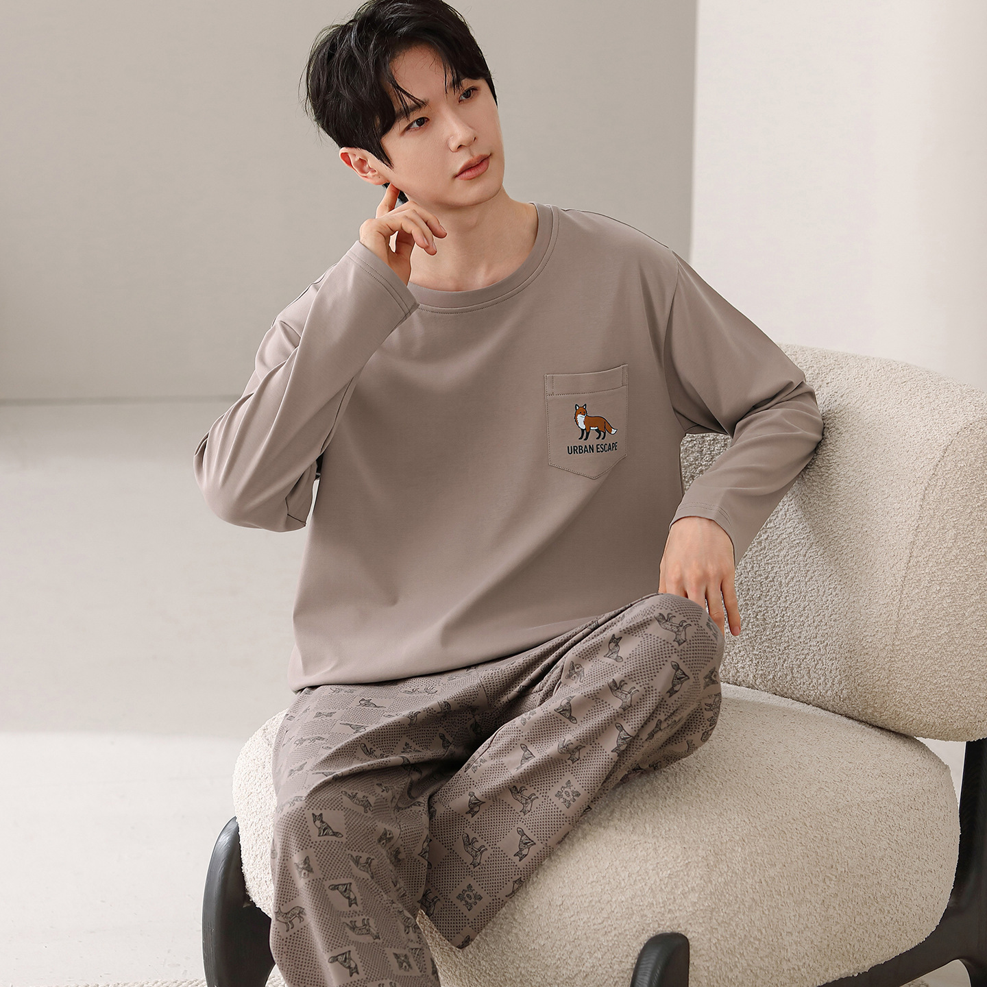 Conjunto de Pijama de Algodón para Hombre, Transpirable, para Uso en Casa y Exterior