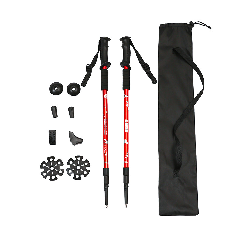 [Direct Factory] 2 paletas de bastones de montaña al aire libre de aleación de aluminio de bastones de montaña al aire libre de caminata con bolsas de tela doble muletas