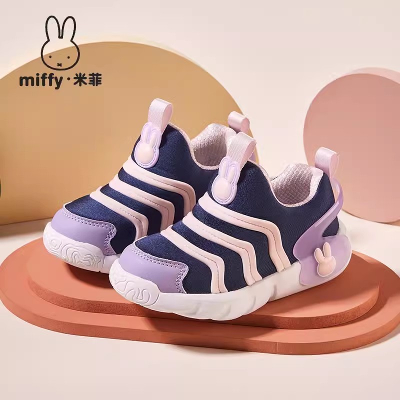 MIFFY/米菲童鞋女童春秋透气网面一脚蹬休闲运动鞋轻便软底毛毛虫|undefined