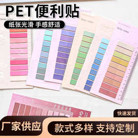 厂家莫兰迪色系pet便利贴透明索引贴组合做笔记用粘贴性记事贴