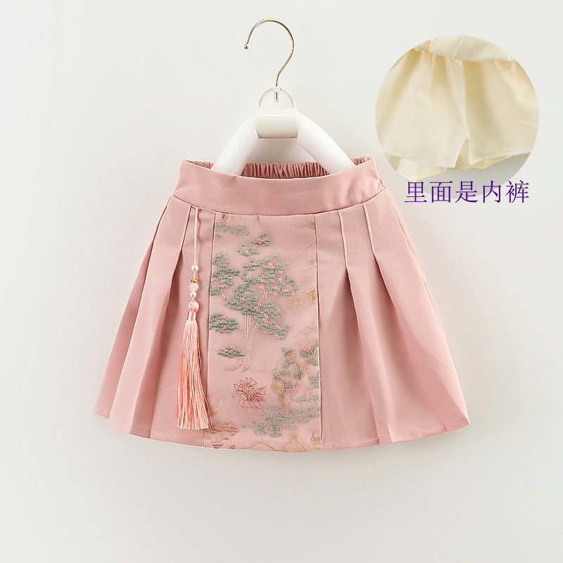 Republic of China Style Hanfu New Chinese Style Horse Face Skirt Children's National Style Skirt Anti-running Retro Pleated Skirt Republic of China Style Hanfu New Chinese Style Horse Face Skirt Children's National Style Skirt Anti-running Retro Pleated Skirt