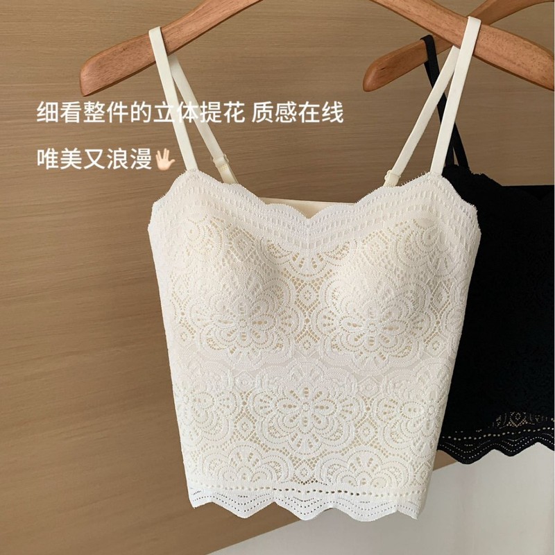 #6682夏季薄款纯欲蕾丝美背显小显瘦固定杯一体式防走光无痕吊带|undefined