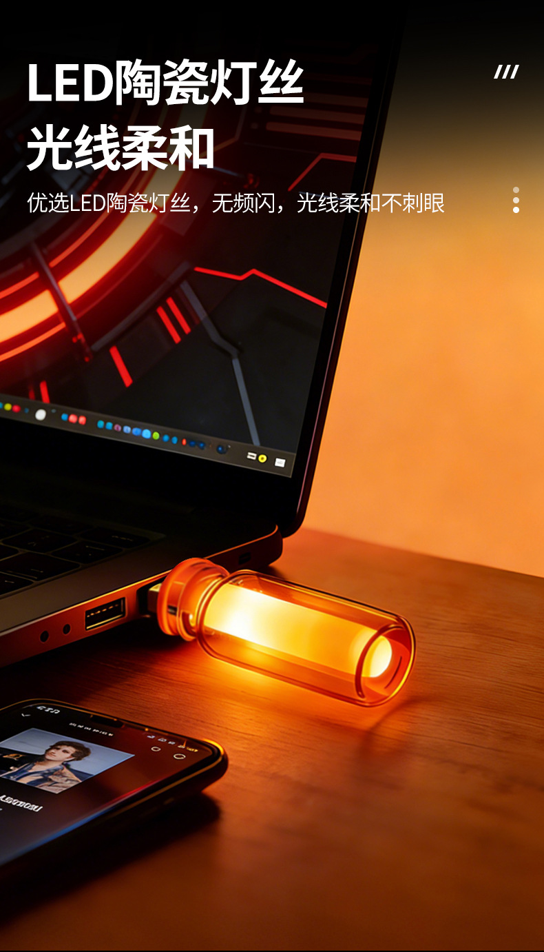 Car Ambient Light, Wireless USB Car Interior Led Breathing Light, Wireless Decorative Colorful Night Light