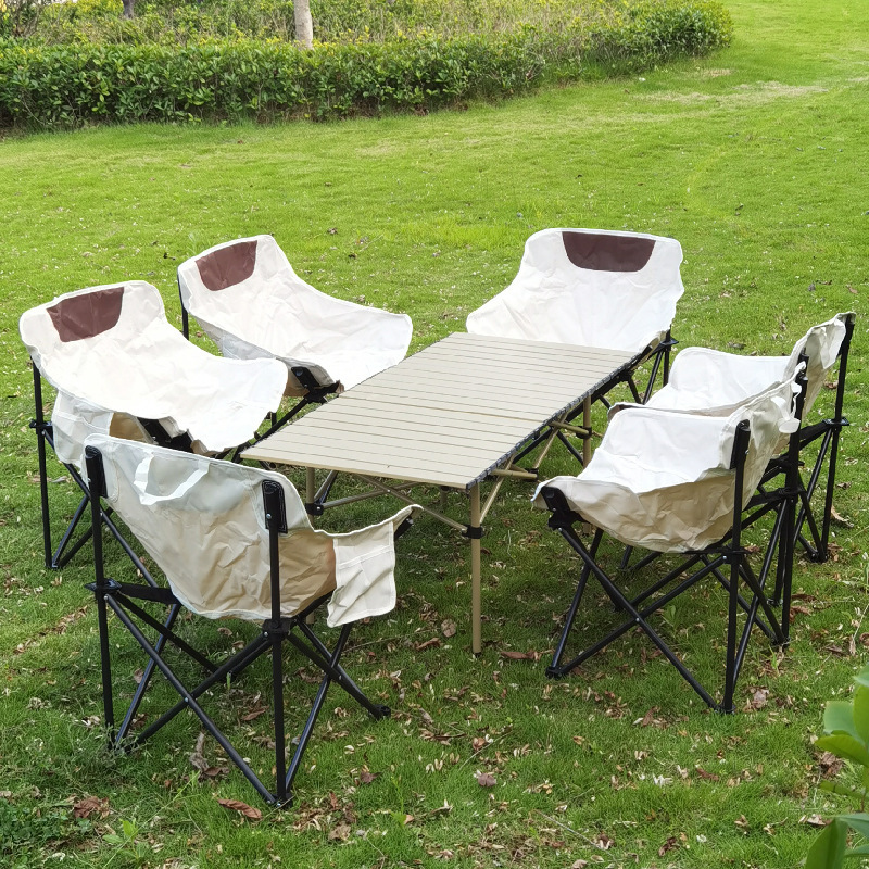 Outdoor Table and Chair Set, Portable and Foldable, Moon Chair Combination, Camping and Travel Gear, Customizable Logo