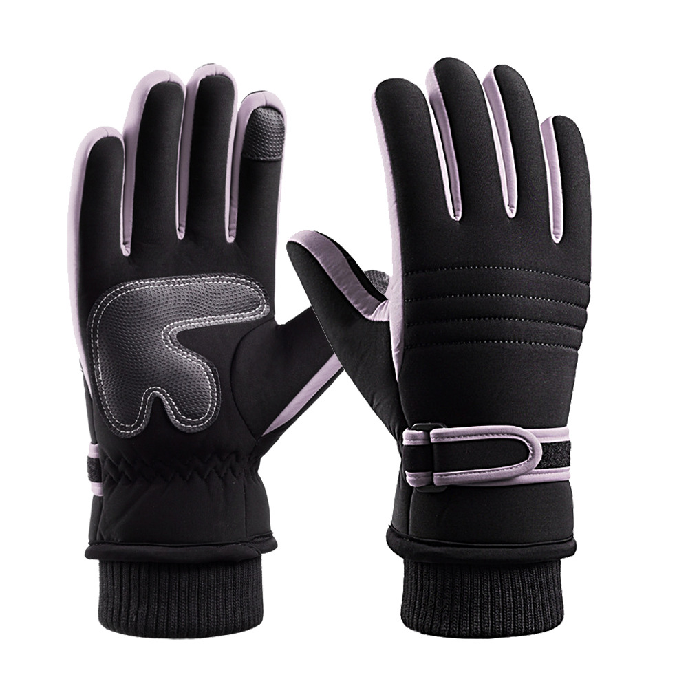 Los hombres de invierno de la motocicleta a prueba de frío de algodón Cálido impermeable a prueba de viento engrosada guantes de esquí de invierno de las mujeres