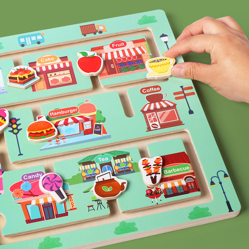 Transfronterizos al por mayor iluminación laberinto juego de movimiento fino bebé entrenamiento de concentración juguetes de madera de educación temprana