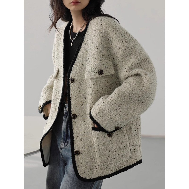 Vintage Spring and Autumn Style Loose Elegant Tweed Versatile Top Chanel-Style Jacket Women's New Chinese Style Other