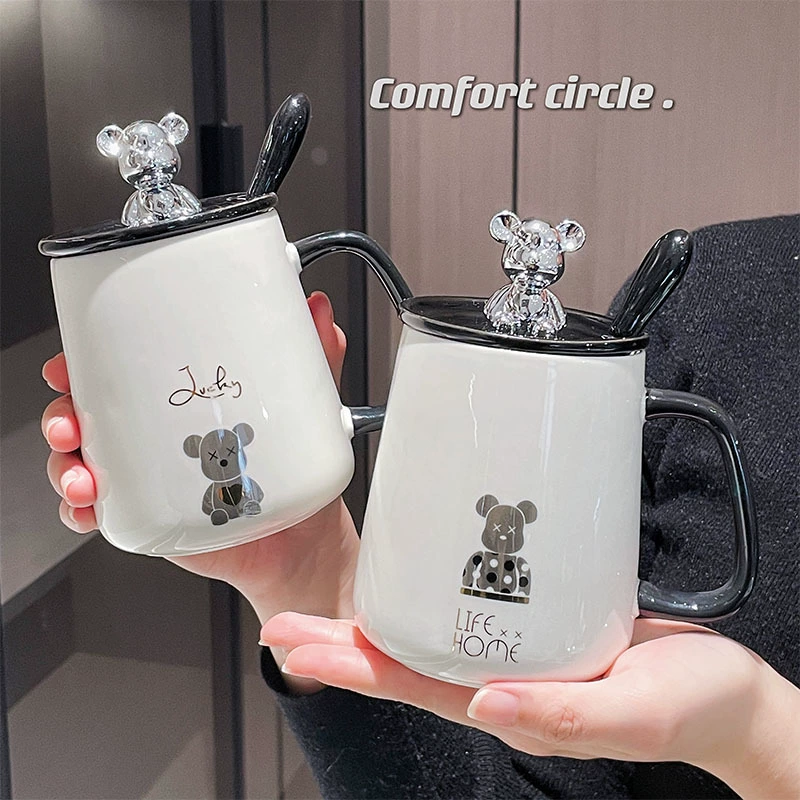2025 souvenir gifts for girls and boys mug gift ceramic coffee drinking cup with lid spoon for women set
