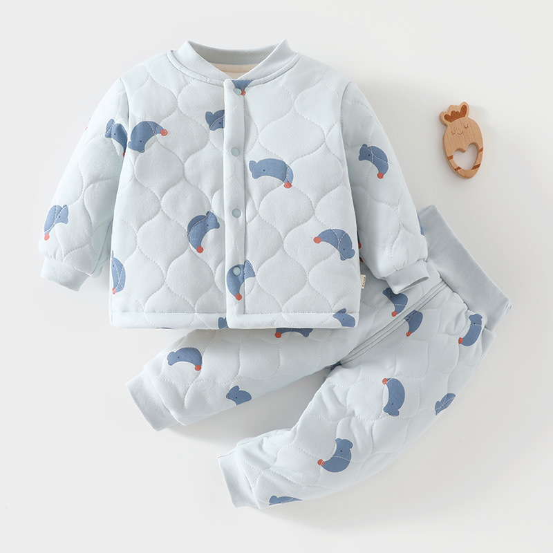 Dual-Purpose Crotch Anyang Children's Clothing Baby Cotton-Padded Jacket Thickened Baby Cotton Winter Coat Two-Piece Set Cotton Pants
