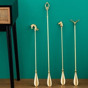 Jedi Home Extra Long Handle European Classical Brass Shoehorn Retro Light Luxury Shoe Extractor Home Free Shipping