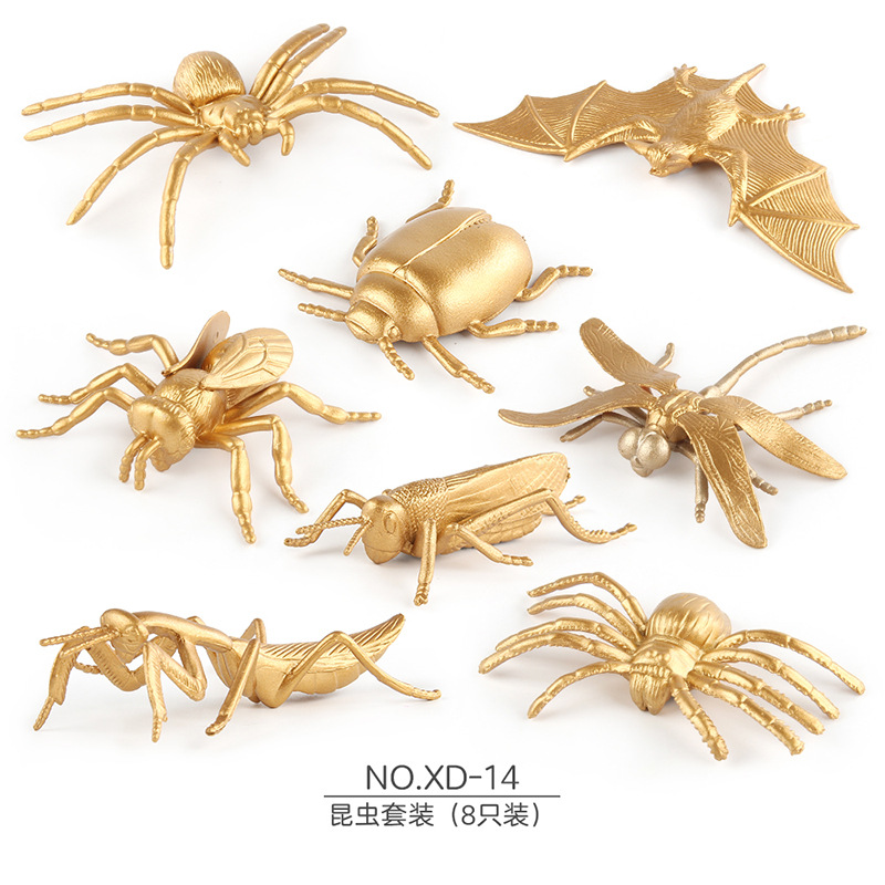 Transfronterizo Nueva simulación de aves de corral modelo animal versión Gold mini pollo pato ganso Libélula lagarto insecto traje de juguete