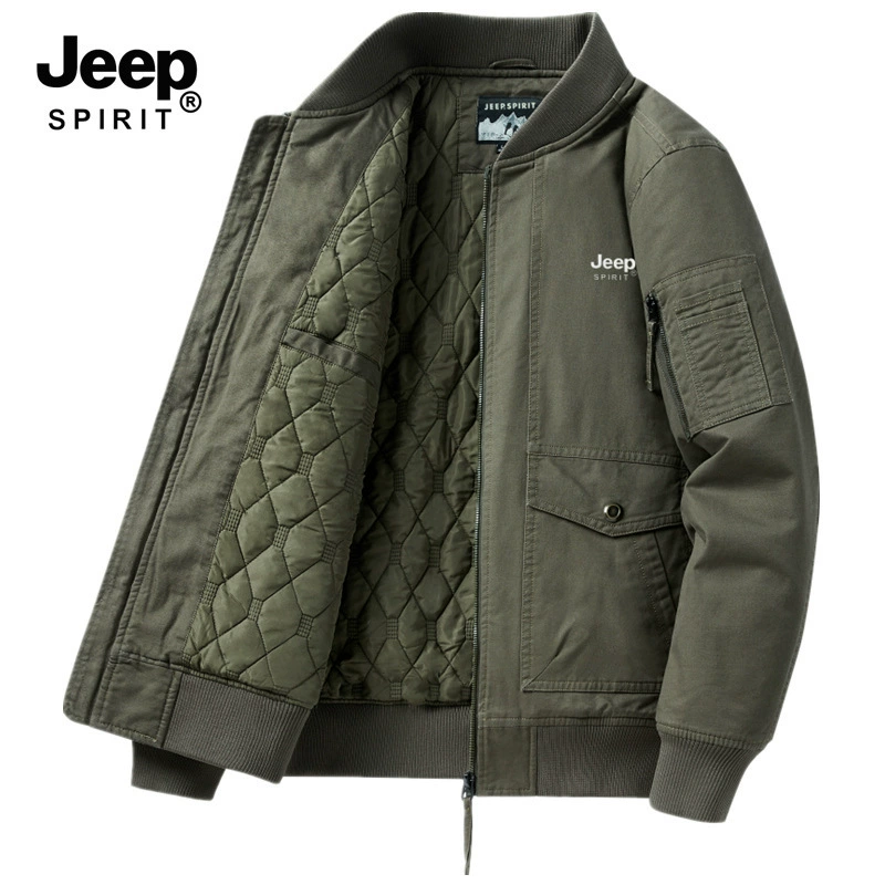JEEP 2023 Пальто Мужская осенне-зимняя одежда с воротником-стойкой на хлопковой подкладке Мужская рабочая одежда Повседневная Мужская выстиранная хлопковая подкладка 0706
