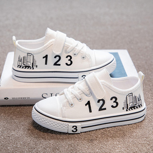 Children's Canvas Shoes Soft Sole 2024 Autum Girls' Canvas Shoes Black Stain-Resistant Middle and Large Kidsren's Student Boys' Shoes