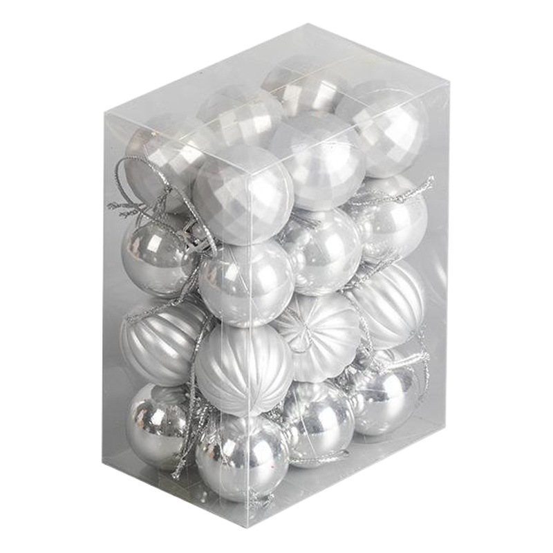 3cm4cm pintado a mano set de Navidad galvanizado bola colgante pequeña decoración de árbol de Navidad oro, plata, rojo multicolor