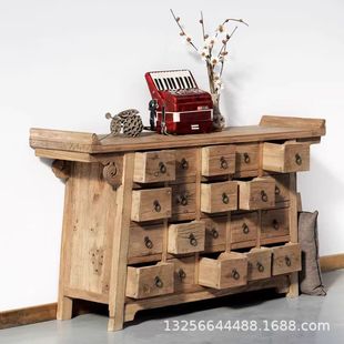 Old Door Panel Simple Modern Twenty-bucket Cabinet Living Room Solid Wood Storage Storage Cabinet Vintage Drawer Entrance Cabinet