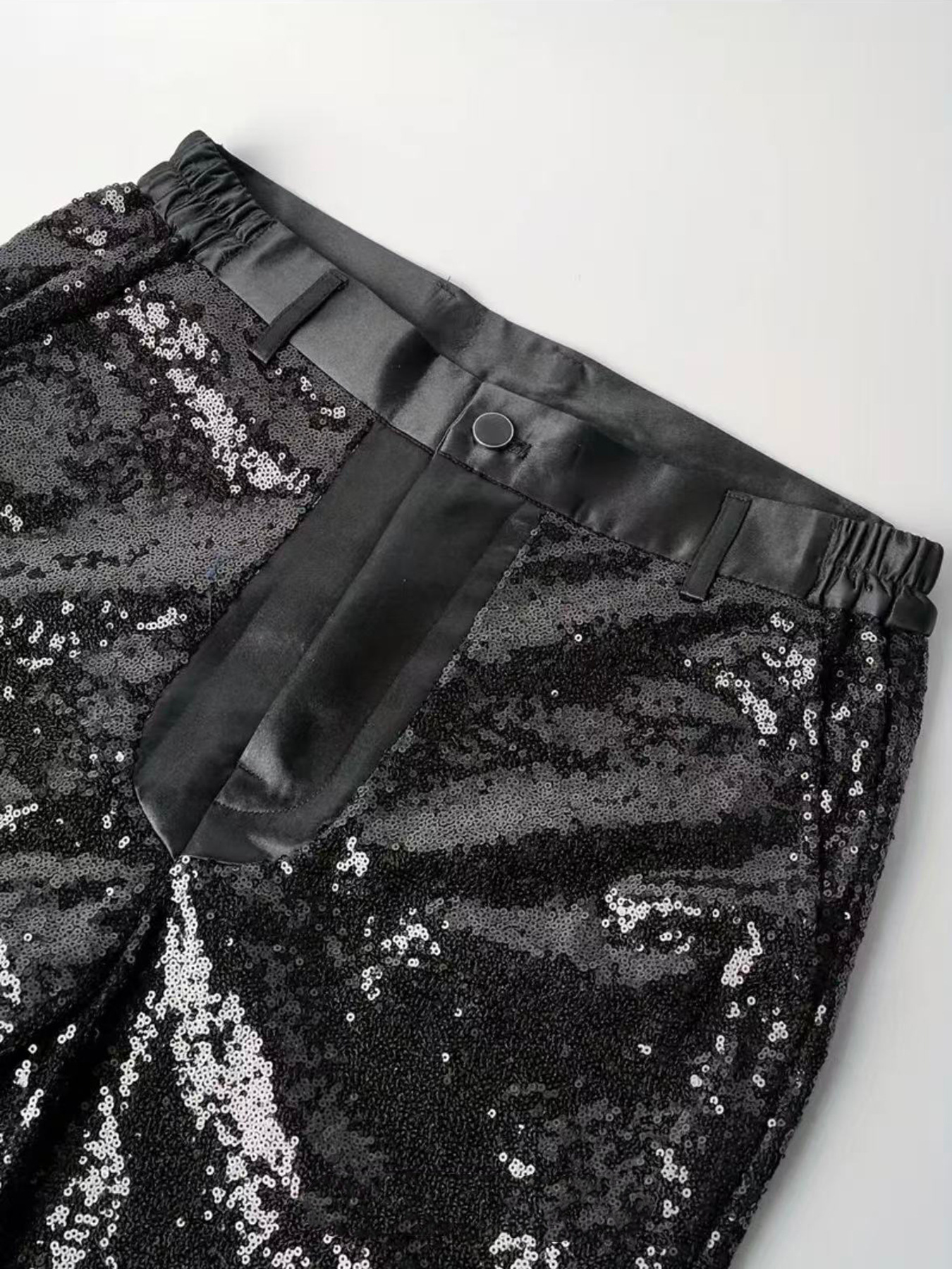 Slim Fit Sequin Suit Trousers For Men Sparkling Party Pants_voghion.com