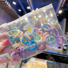 袋装高弹力皮筋扎马尾少女毛巾发圈女童不伤发50根无接缝发绳批发