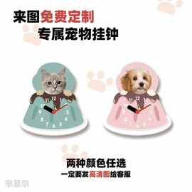 甜品萌宠大头网红钟表挂钟时钟可爱宠物店猫咖个性创意装饰