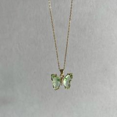 Vintage Green Butterfly|古着绿野仙踪蝴蝶项链小众水晶吊坠新款