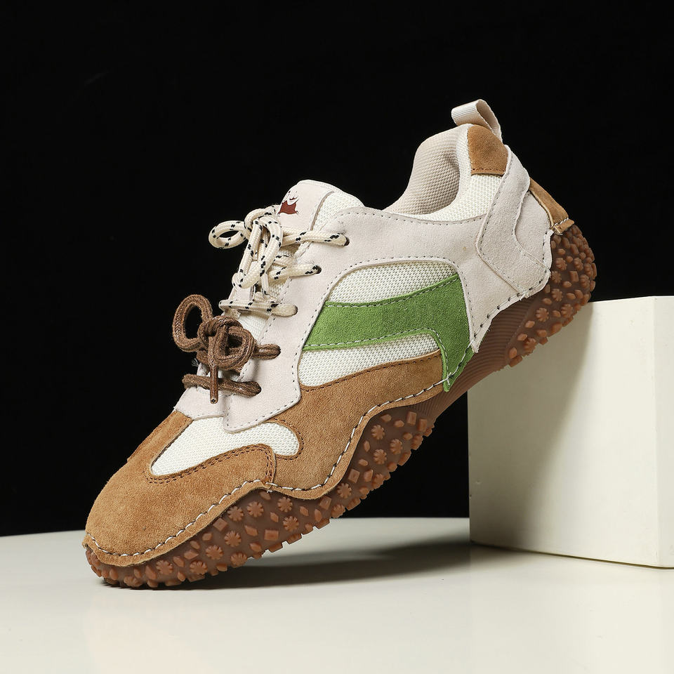 Giày thể thao unisex cỡ lớn da thật mũi tròn, giày sneaker dã ngoại thường ngày — 6885 màu cát, 6885 màu nâu, 6885 màu đỏ rượu, 6886 màu cát chi tiết 18