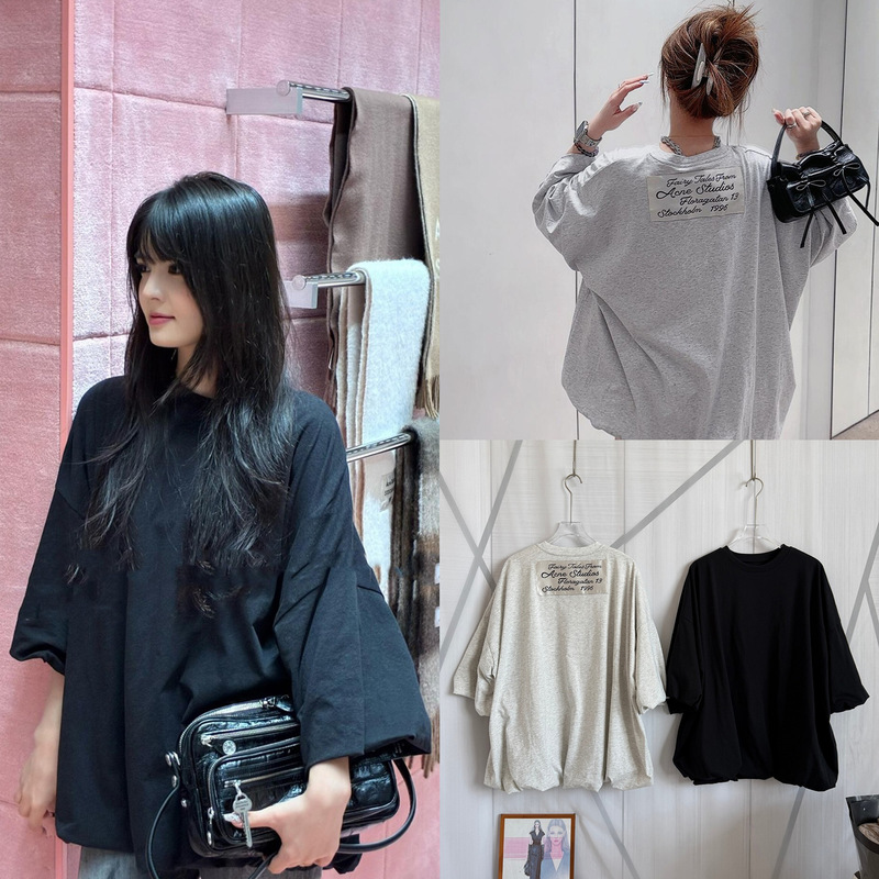 Nanyou Quality Jennie Style Spring/Summer New Pleated Floral Patch Embroidered Short-Sleeve T-Shirt for Women, Loose Fit