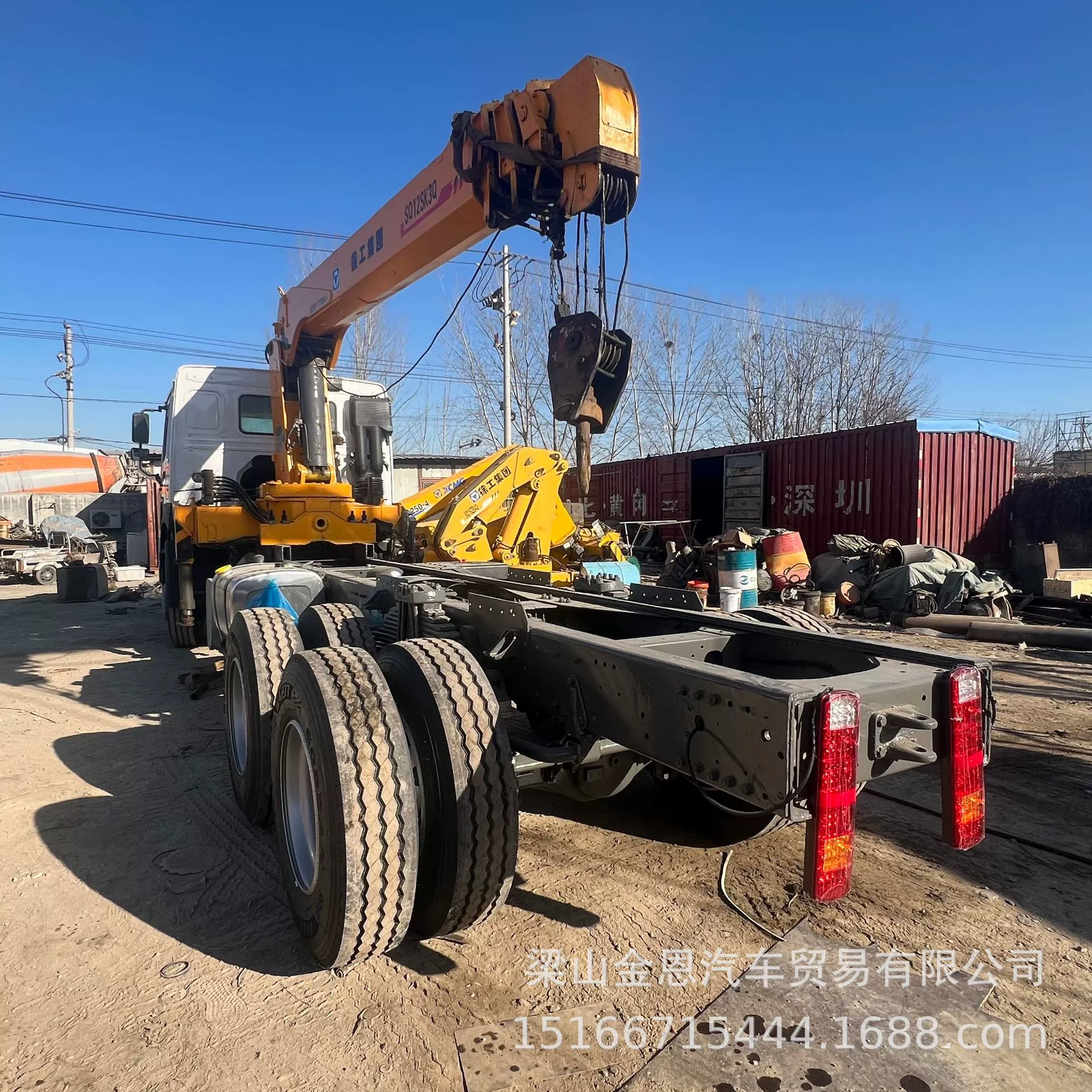 12-тонный 5-секционный автокран Lovol с 3-кубовым погрузчиком, контейнеровоз, 375 л.с., 16-тонный автокран