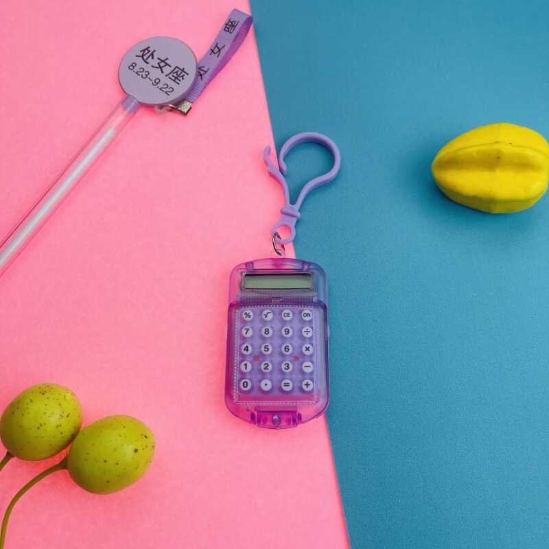 ミニ電卓透明フリップキーホルダーサイレント高価値コンパクトポータブルシンプルな学生試験コンピュータ|undefined