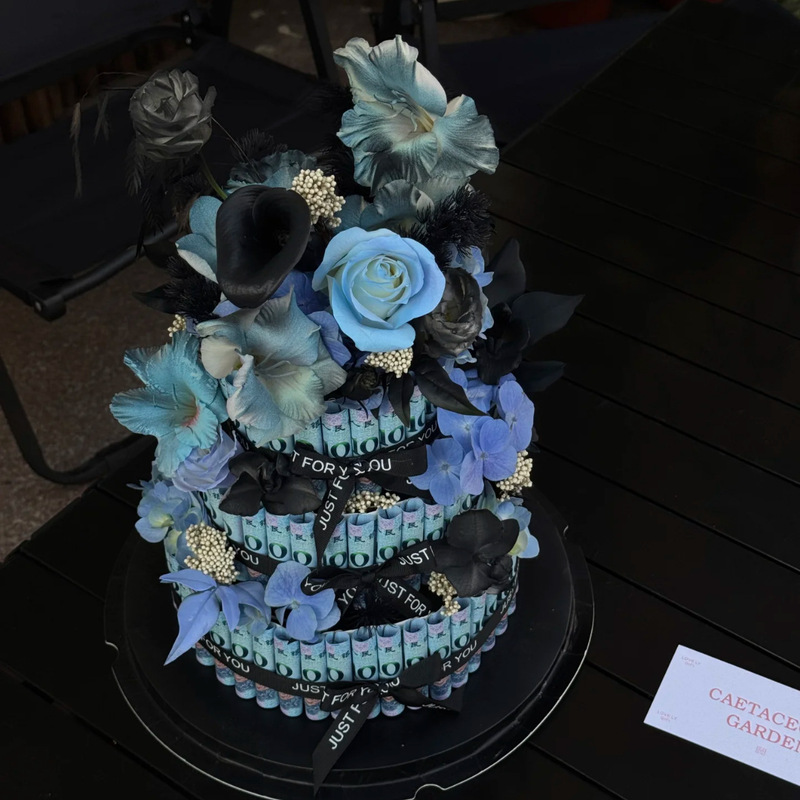 Artificial flower blue black flower material DIY rich flower net red cake ornaments props bouquet Valentine's Day birthday gift Artificial flower blue black flower material DIY rich flower net red cake ornaments props bouquet Valentine's Day birthday gift