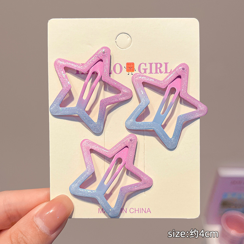 Color para niños lindo pequeño bb clip niña flequillo clip de cabello roto horquilla para bebé tocado de niña estrella horquilla