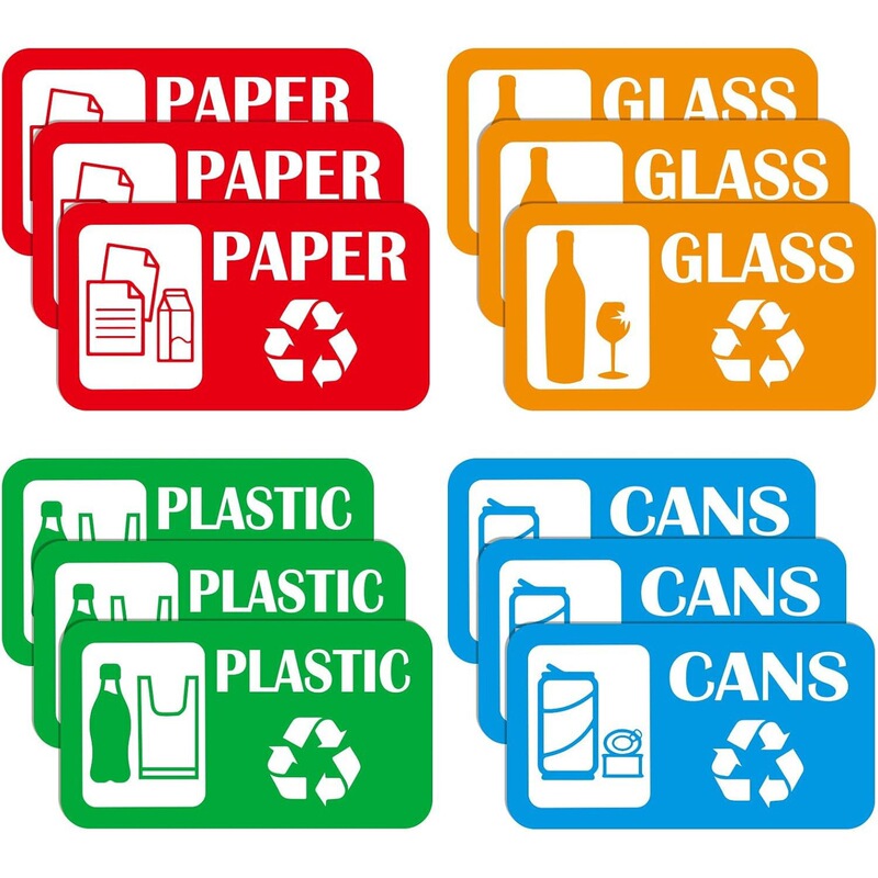 Amazon's Eco-Friendly Classification Stickers Are Reusable Self-Adhesive Labels Suitable for Indoor and Outdoor Trash Cans