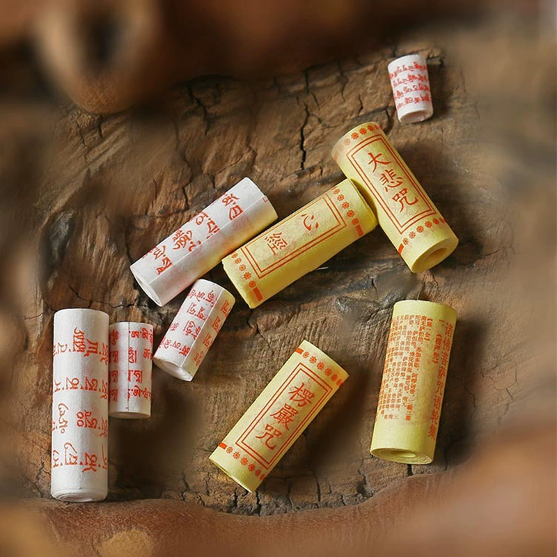 Миниатюрные сутры, Мантра великого сострадания, Сутра сердца, молитвенный колесо, реликвия, бутылочка с киноварью, скрытые писания, портативные для защиты