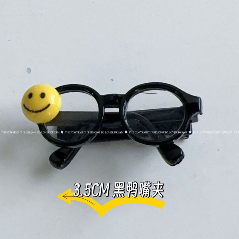 新款卡通kt猫咪眼镜发夹鸭嘴夹创意潮酷少女刘海侧边夹百搭发饰|undefined