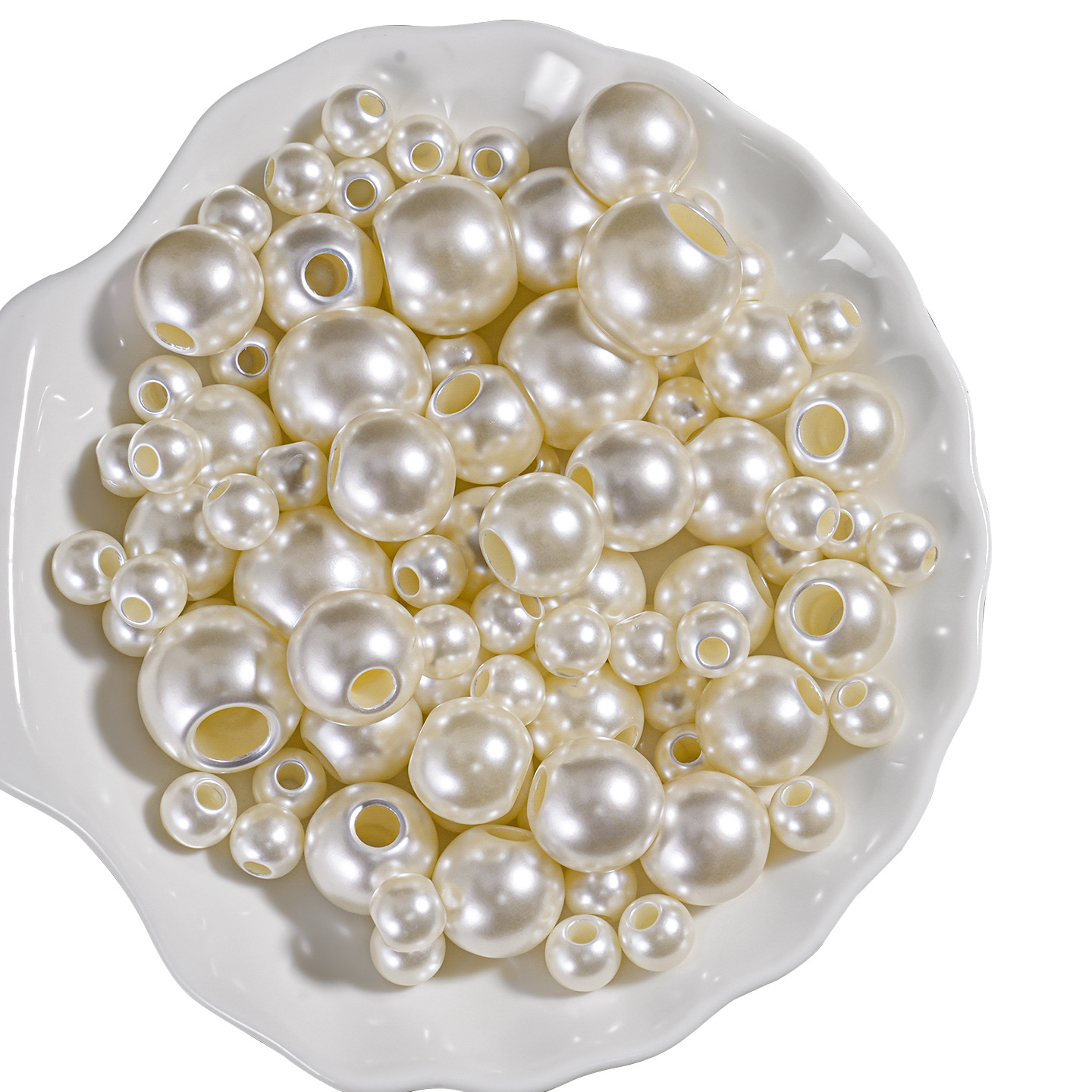 Bandas elásticas a granel de 8-30 mm con orificios grandes, cuentas de joyería estilo Shijia, perlas de imitación ABS, accesorios DIY, venta al por mayor hecha a mano.